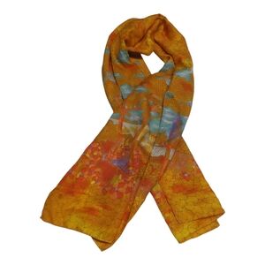 Nik Nik Vintage Vibrant Orange Retro Mosaic Patterned Scarf